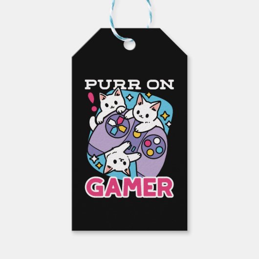 Cat Gamer Design - Spint op Gamer Joystick Art Cadeaulabel (Voorkant)