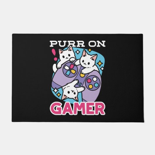 Cat Gamer Design - Spint op Gamer Joystick Art Deurmat (Voorkant)