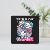 Cat Gamer Design - Spint op Gamer Joystick Art Feestdagenkaart (Staand voorkant)