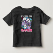 Cat Gamer Design - Spint op Gamer Joystick Art Kinder Shirts (Voorkant)