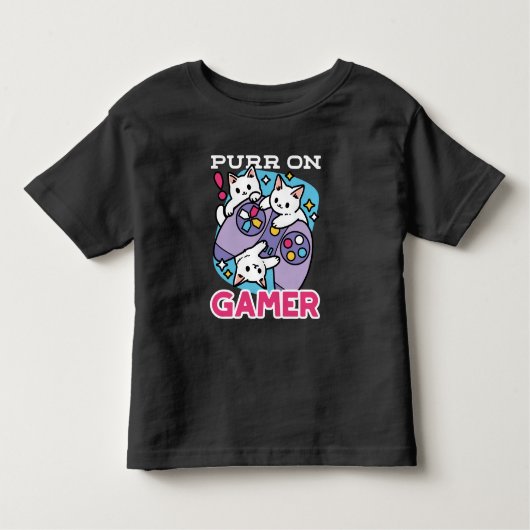 Cat Gamer Design - Spint op Gamer Joystick Art Kinder Shirts (Voorkant)