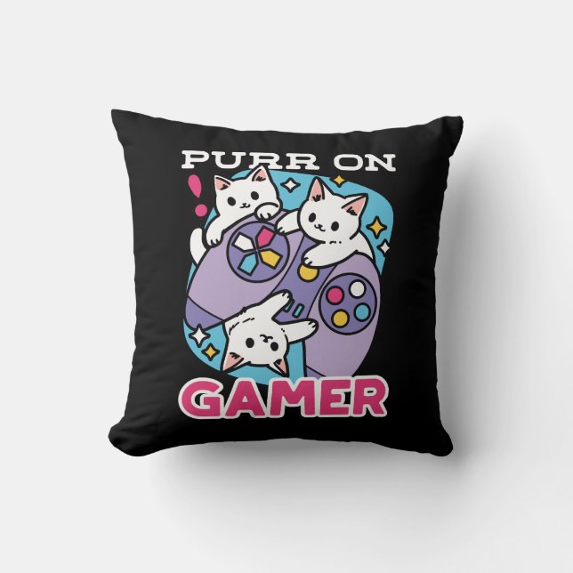 Cat Gamer Design - Spint op Gamer Joystick Art Kussen (Voorkant)