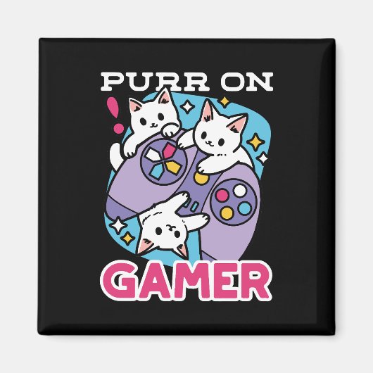 Cat Gamer Design - Spint op Gamer Joystick Art Magneet (Voorkant)