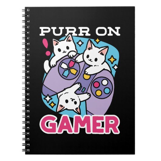 Cat Gamer Design - Spint op Gamer Joystick Art Notitieboek (Voorkant)
