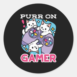 Cat Gamer Design - Spint op Gamer Joystick Art Ronde Sticker