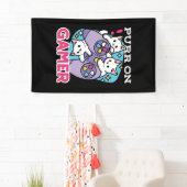 Cat Gamer Design - Spint op Gamer Joystick Art Spandoek (Insitu)
