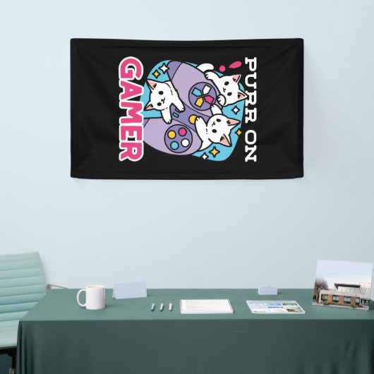 Cat Gamer Design - Spint op Gamer Joystick Art Spandoek (Beurs)