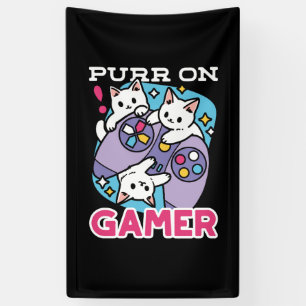 Cat Gamer Design - Spint op Gamer Joystick Art Spandoek