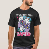 Cat Gamer Design - Spint op Gamer Joystick Art T-shirt (Voorkant)