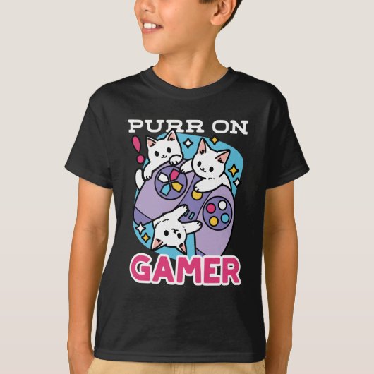 Cat Gamer Design - Spint op Gamer Joystick Art T-shirt (Voorkant)