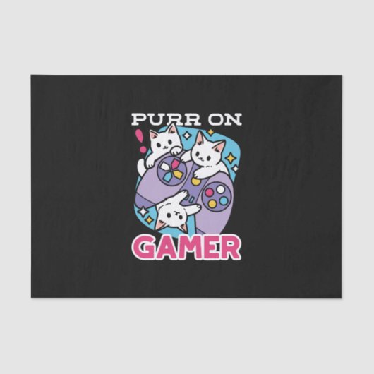 Cat Gamer Design - Spint op Gamer Joystick Art Tissuepapier (Voorkant)