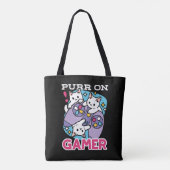 Cat Gamer Design - Spint op Gamer Joystick Art Tote Bag (Achterkant)