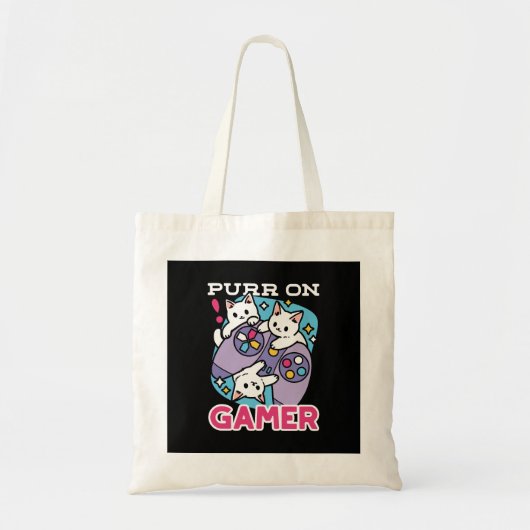 Cat Gamer Design - Spint op Gamer Joystick Art Tote Bag (Voorkant)