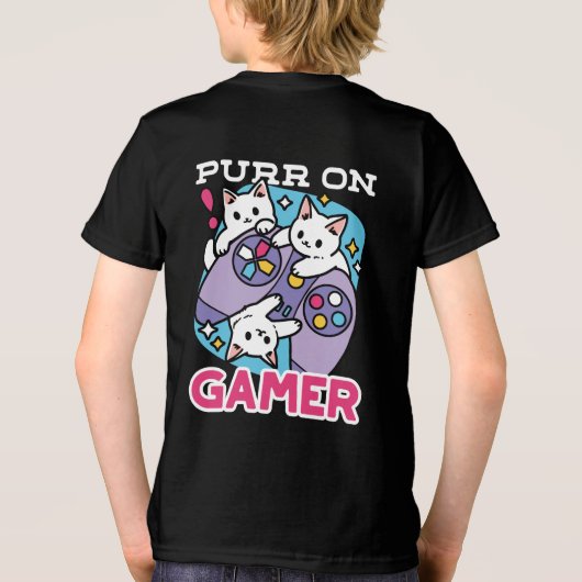 Cat Gamer Design - Spint op Gamer Joystick Art Tri-Blend Shirt (Achterkant)