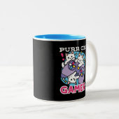 Cat Gamer Design - Spint op Gamer Joystick Art Tweekleurige Koffiemok (Voorkant rechts)