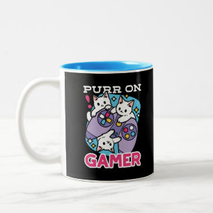Cat Gamer Design - Spint op Gamer Joystick Art Tweekleurige Koffiemok