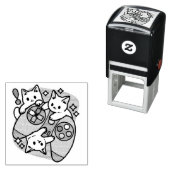 Cat Gamer Design - Spint op Gamer Joystick Art Zelfinktende Stempel (In situ)