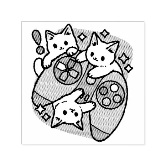 Cat Gamer Design - Spint op Gamer Joystick Art Zelfinktende Stempel (Design)