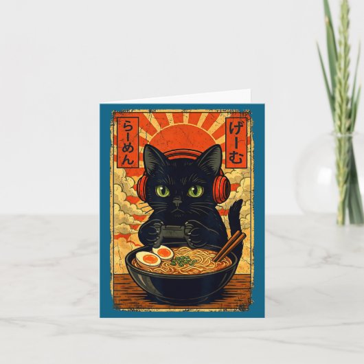 Cat Gamer Men Anime Kawaii Funny Gaming Headset Ca Kaart (Voorkant)