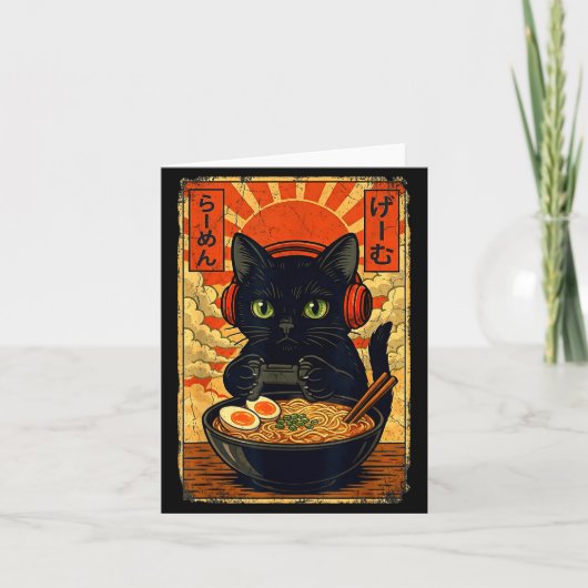 Cat Gamer Men Anime Kawaii Funny Gaming Headset Ca Kaart (Voorkant)