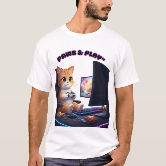 Cat Gamer – Paws & Play T-shirt (Voorkant)