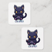 Cat Gamer Vierkante Visitekaartje (Voorkant / Achterkant)