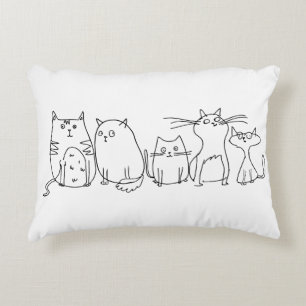 Cat gang Line Art Cartoon illustratie Accent Kussen