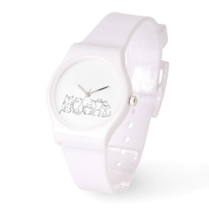 Cat gang Line Art Cartoon illustratie Horloge