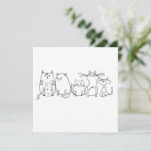 Cat gang Line Art Cartoon illustratie Kaart (Staand voorkant)