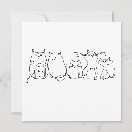 Cat gang Line Art Cartoon illustratie Kaart (Voorkant)