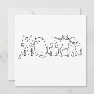 Cat gang Line Art Cartoon illustratie Kaart