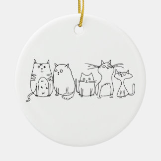 Cat gang Line Art Cartoon illustratie Keramisch Ornament