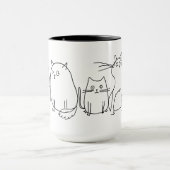 Cat gang Line Art Cartoon illustratie Mok (Midden)