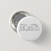 Cat gang Line Art Cartoon illustratie Ronde Button 3,2 Cm (Voorkant /achterkant)