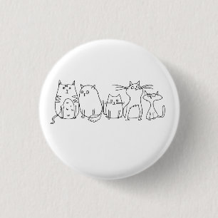 Cat gang Line Art Cartoon illustratie Ronde Button 3,2 Cm