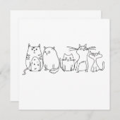 Cat gang Line Art Cartoon illustratie Save The Date (Voorkant / Achterkant)