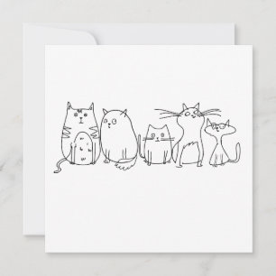 Cat gang Line Art Cartoon illustratie Save The Date