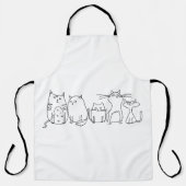 Cat gang Line Art Cartoon illustratie Schort (Voorkant)