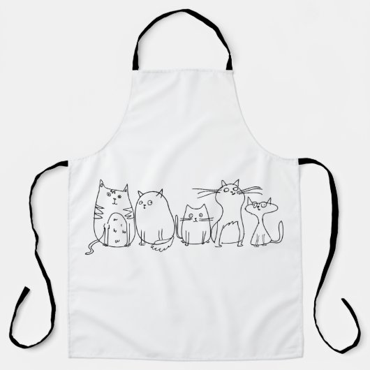 Cat gang Line Art Cartoon illustratie Schort (Voorkant)