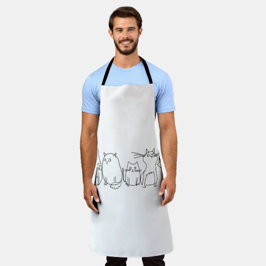 Cat gang Line Art Cartoon illustratie Schort (Gedragen)