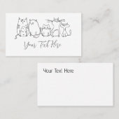 Cat gang Line Art Cartoon illustratie Visitekaartje (Voorkant / Achterkant)