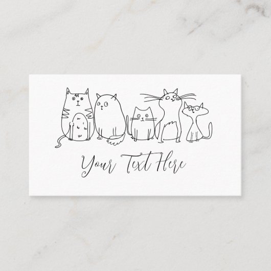 Cat gang Line Art Cartoon illustratie Visitekaartje (Voorkant)
