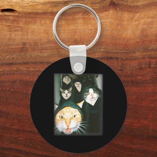 Cat Gang Meme Funny Chaotic Cats Unhinged Feline H Sleutelhanger (Voorkant)