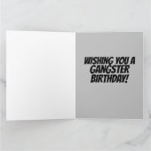 CAT GANGSTER BIRTHDAY OVERGEZET Wenskaart Kaart (Binnen)