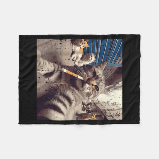 Cat Gangster Street Cats Selfie Funny Meme Humor M Fleece Deken (Voorkant (Horizontaal))