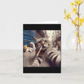 Cat Gangster Street Cats Selfie Funny Meme Humor M Kaart (Gele Bloem)