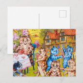 Cat Garden Party Briefkaart (Voorkant / Achterkant)