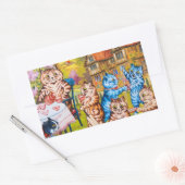 Cat Garden Party Rechthoekige Sticker (Envelop)