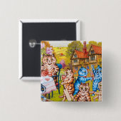 Cat Garden Party Vierkante Button 5,1 Cm (Voorkant /achterkant)