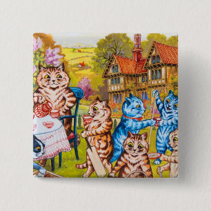 Cat Garden Party Vierkante Button 5,1 Cm